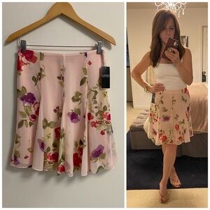 NWT RALPH LAUREN Pink Floral Circle Skirt with Red & Purple Blooms SIZE 4